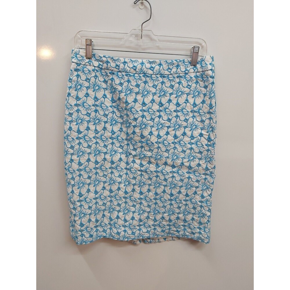Womens Talbot's Blue Embroidery Pencil Skirt Size 8
